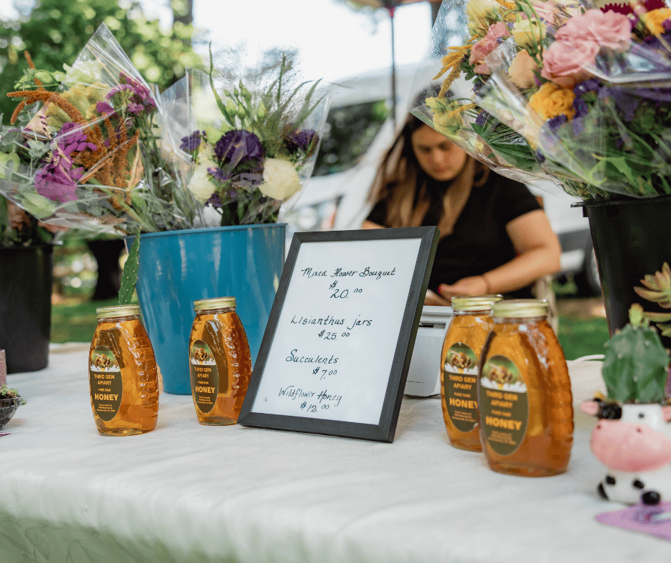 Excelsior Flowers had a beautiful display and a popular pop up flower shop at the 2025 Peach Festival at the Knauss Homestead in Emmaus.