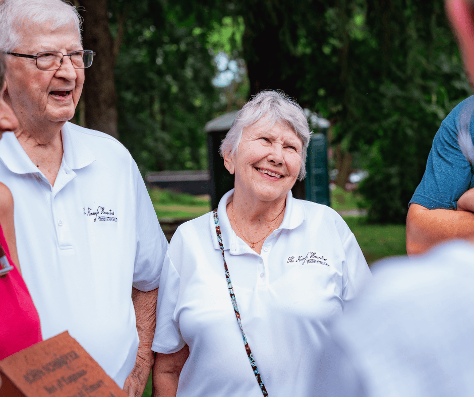 Knauss Homestead President Gene Clock alongside pas Secretary Maryellen Iobst.